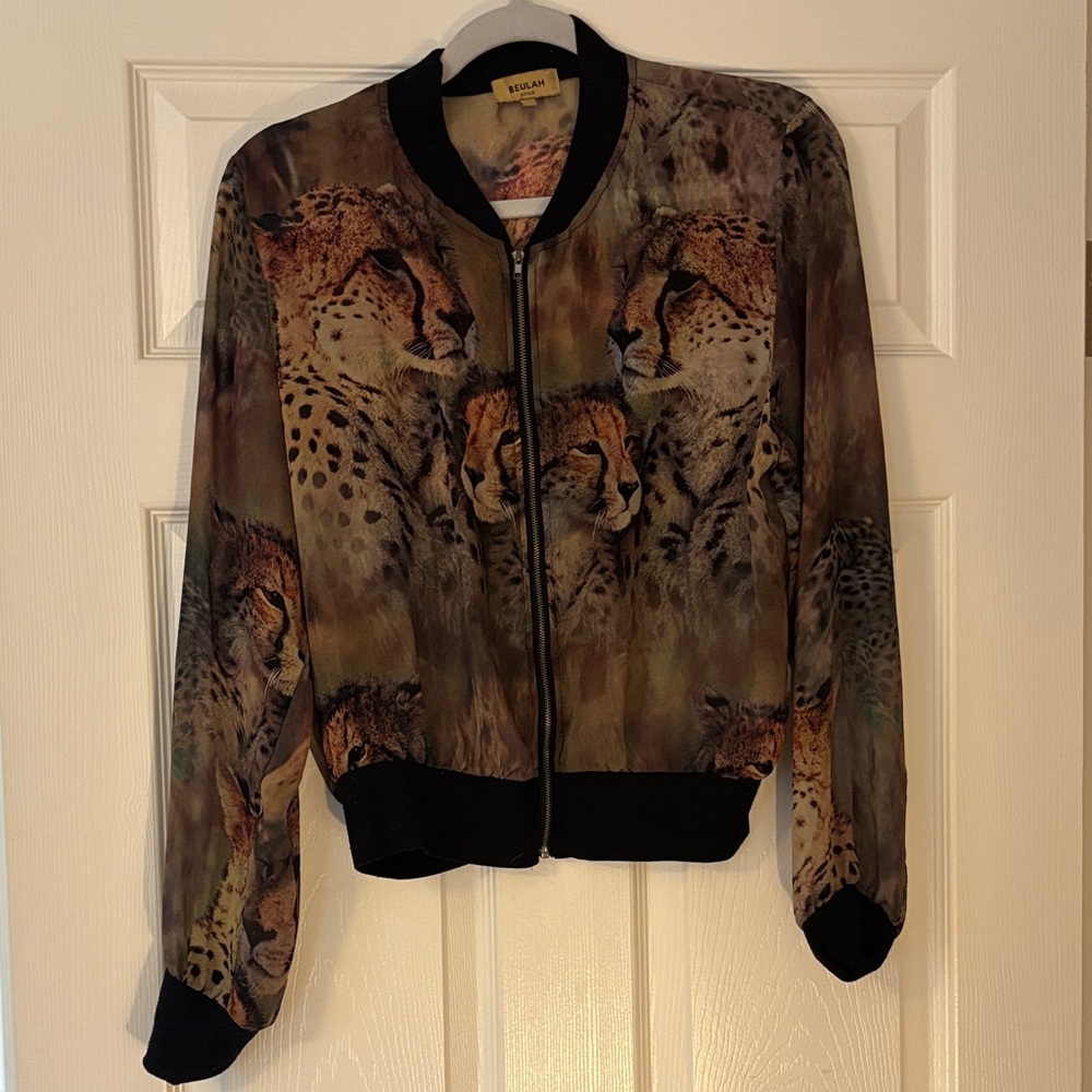 Beulah Cheetah Print Bomber Jacket